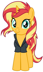 Size: 3000x5000 | Tagged: safe, artist:emeraldblast63, idw, sunset shimmer, pony, unicorn, g4, the last problem, spoiler:comic, spoiler:comic79, anniversary, clothes, female, future, jacket, leather jacket, mare, older, older sunset, simple background, solo, transparent background