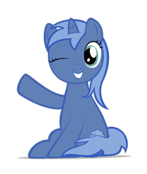 Size: 3660x4320 | Tagged: safe, artist:strategypony, oc, oc only, oc:double colon, pony, unicorn, female, filly, simple background, sitting, solo, transparent background, waving