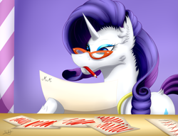 Size: 3233x2479 | Tagged: safe, artist:thebenalpha, rarity, pony, unicorn, g4, carousel boutique, drawing, glasses, high res, pencil
