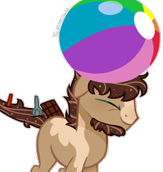 Size: 1006x1062 | Tagged: safe, artist:kurosawakuro, oc, oc only, oc:hank, pony, base used, beach ball, closed species, cocktail colt, male, simple background, solo, stallion, transparent background