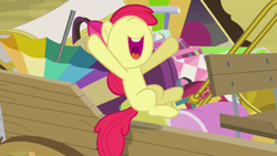 Size: 1280x720 | Tagged: safe, screencap, apple bloom, earth pony, pony, g4, pinkie apple pie, excited, female, filly, mawshot, nose in the air, open mouth, uvula, volumetric mouth