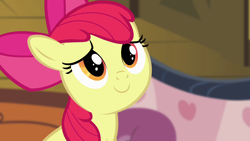 Size: 1280x720 | Tagged: safe, screencap, apple bloom, earth pony, pony, g4, pinkie apple pie, season 4, adorabloom, cute, female, filly, smiling