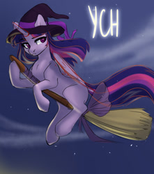 Size: 1500x1700 | Tagged: safe, artist:nika-rain, twilight sparkle, alicorn, pony, g4, commission, cute, female, hat, night, solo, twilight sparkle (alicorn), witch, witch costume, witch hat, ych example, ych sketch, your character here