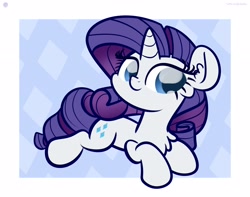 Size: 3250x2560 | Tagged: dead source, safe, artist:php142, rarity, pony, unicorn, g4, chest fluff, chibi, cute, ear fluff, female, high res, looking at you, lying down, mare, prone, raribetes, solo