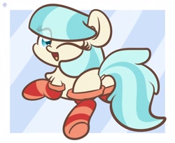 Size: 2650x2160 | Tagged: dead source, safe, artist:php142, coco pommel, earth pony, pony, g4, adorasexy, butt, chest fluff, clothes, cocobetes, cute, dock, ear fluff, female, hatbutt, high res, looking at you, looking back, looking back at you, mare, one eye closed, open mouth, plot, sexy, smiling, socks, solo, striped socks, weapons-grade cute, wink