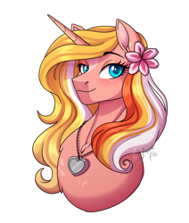 Size: 2800x3300 | Tagged: safe, artist:jack-pie, oc, oc only, oc:dreamy sweet, pony, unicorn, beautiful, commission, female, high res, jewelry, mare, necklace, pretty, simple background, smiling, solo, transparent background