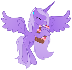 Size: 2482x2417 | Tagged: safe, artist:jennieoo, oc, oc only, oc:lavender heart, alicorn, pony, g4, commission, happy, high res, hug, piercing, plushie, show accurate, simple background, solo, sweet, transparent background, vector