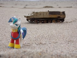 Size: 2048x1536 | Tagged: safe, artist:dingopatagonico, shining armor, pony, g4, apc, btr-50, irl, photo, solo, tank (vehicle), toy