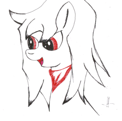 Size: 2171x2148 | Tagged: safe, artist:almaustral, oc, oc only, oc:lighting wind, earth pony, pony, earth pony oc, high res, lineart, neckerchief, open mouth, partial color, solo, traditional art