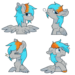 Size: 4000x4000 | Tagged: safe, artist:liquorice_sweet, oc, oc only, oc:shade flash, pegasus, pony, angry, male, scared, sigh, simple background, solo, stallion, sticker set, transparent background, unshorn fetlocks, winking at you