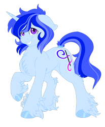 Size: 1080x1303 | Tagged: safe, artist:silentwolf-oficial, oc, oc only, oc:silent wolf, pony, unicorn, chest fluff, grin, hoof fluff, hoof polish, horn, raised tail, signature, simple background, smiling, solo, tail, transparent background, unicorn oc, unshorn fetlocks