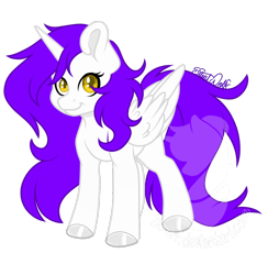 Size: 1080x1108 | Tagged: safe, artist:silentwolf-oficial, oc, oc only, alicorn, pony, alicorn oc, colored hooves, horn, signature, simple background, smiling, solo, transparent background, watermark, wings