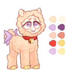Size: 1004x1024 | Tagged: safe, oc, oc only, pony, sheep, sheep pony, bow, cloven hooves, collar, reference sheet, solo, tail bow
