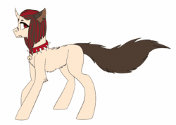 Size: 698x495 | Tagged: safe, artist:toptian, oc, oc only, dog, dog pony, pony, animated, blinking, collar, gif, horn, simple background, solo, spiked collar, white background