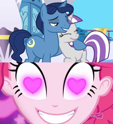 Size: 852x936 | Tagged: safe, night light, pinkie pie, twilight sparkle, twilight velvet, alicorn, pony, coinky-dink world, equestria girls, g4, my little pony equestria girls: summertime shorts, female, heart eyes, male, meme, pinkie's eyes, ship:nightvelvet, shipping, straight, wingding eyes