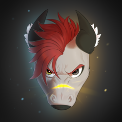 Size: 2000x2000 | Tagged: safe, artist:angry_platypus, pony, angry, bust, commission, female, fluffy, headshot commission, heterochromia, high res, mare, portrait, short hair, simple background, solo