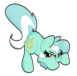 Size: 983x962 | Tagged: safe, artist:kindakismet, lyra heartstrings, pony, unicorn, g4, face down ass up, female, mare, simple background, solo, white background