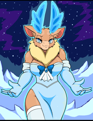 Size: 1920x2500 | Tagged: safe, alternate version, artist:droll3, velvet (tfh), deer, reindeer, anthro, them's fightin' herds, breasts, busty velvet, clothes, community related, dress, evening gloves, gloves, long gloves, looking at you