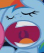 Size: 88x107 | Tagged: safe, screencap, rainbow dash, pegasus, pony, g4, read it and weep, season 2, cropped, eyes closed, faic, mawshot, open mouth, picture for breezies, rainbow dash is best facemaker, solo, uvula