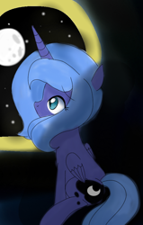 Size: 570x896 | Tagged: safe, artist:stellamoonshineyt, princess luna, pony, g4, moon, s1 luna, solo