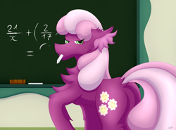 Size: 3329x2463 | Tagged: safe, artist:thebenalpha, cheerilee, earth pony, pony, g4, butt, chalk, chalkboard, classroom, ear fluff, female, flowerbutt, high res, mare, plot, solo