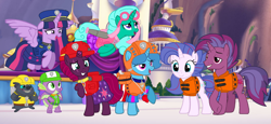 Size: 2340x1080 | Tagged: safe, artist:徐詩珮, fizzlepop berrytwist, glitter drops, grubber, spike, spring rain, tempest shadow, twilight sparkle, oc, oc:aurora (tempest's mother), oc:transparent (tempest's father), alicorn, dragon, hedgehog, pony, unicorn, series:sprglitemplight diary, series:sprglitemplight life jacket days, series:springshadowdrops diary, series:springshadowdrops life jacket days, g4, my little pony: the movie, the point of no return, alternate universe, bisexual, broken horn, chase (paw patrol), clothes, cute, father and child, father and daughter, female, floppy ears, glitterbetes, horn, lesbian, lifeguard, lifeguard spring rain, male, mare, marshall (paw patrol), mother and child, mother and daughter, paw patrol, polyamory, ponified, rocky (paw patrol), rubble (paw patrol), ship:glitterlight, ship:glittershadow, ship:sprglitemplight, ship:springdrops, ship:springlight, ship:springshadow, ship:springshadowdrops, ship:tempestlight, shipping, skye (paw patrol), springbetes, stallion, tempestbetes, twilight sparkle (alicorn), winged spike, wings, zuma (paw patrol)
