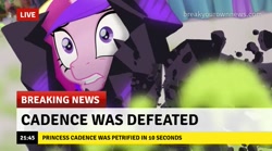 Size: 717x400 | Tagged: safe, edit, edited screencap, screencap, princess cadance, g4, my little pony: the movie, break your own news, breaking news, defeated, misspelling