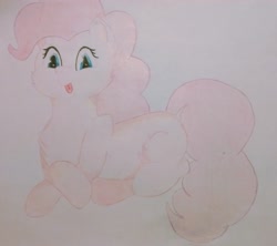 Size: 2044x1819 | Tagged: safe, artist:raindasher14, pinkie pie, earth pony, pony, g4, cute, diapinkes, female, fluffy, mare, photo, ponk, solo, tongue out, traditional art