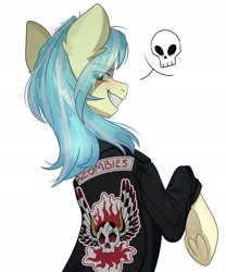 Size: 1707x2048 | Tagged: safe, artist:chibadeer, oc, oc only, earth pony, pony, clothes, coat, skull, solo