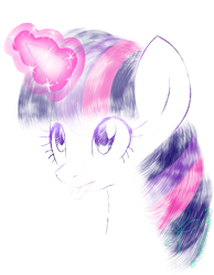 Size: 471x606 | Tagged: safe, artist:derpfacederpy, twilight sparkle, pony, g4, bust, female, glowing horn, horn, simple background, solo, tongue out, transparent background