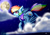 Size: 1700x1200 | Tagged: safe, artist:derpfacederpy, rainbow dash, pegasus, pony, g4, cloud, female, flying, mare in the moon, moon, night, solo