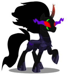 Size: 856x934 | Tagged: safe, artist:dragonchaser123, artist:venjix5, king sombra, tempest shadow, alicorn, pony, unicorn, g4, alicornified, armor, blank eyes, colored horn, corrupted, curved horn, eye scar, female, glowing scar, her body has been possessed by sombra, horn, mare, oh no, possessed, race swap, red eyes, scar, simple background, solo, sombra eyes, sombra's horn, tempest gets her horn back, tempest with sombra's horn, transparent background, well shit, xk-class end-of-the-world scenario
