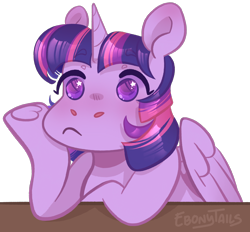 Size: 1636x1520 | Tagged: safe, artist:ebonytails, twilight sparkle, alicorn, pony, g4, cute, female, hoof on cheek, mare, no pupils, simple background, sitting, solo, starry eyes, table, transparent background, twiabetes, twilight sparkle (alicorn), wingding eyes