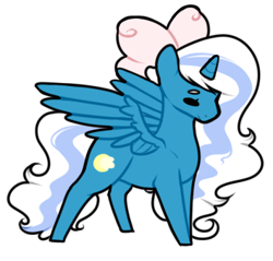 Size: 354x339 | Tagged: safe, artist:cyrinthia, oc, oc only, oc:fleurbelle, alicorn, pony, adorabelle, alicorn oc, bow, chibi, cute, female, hair bow, horn, mare, simple background, solo, transparent background, wings