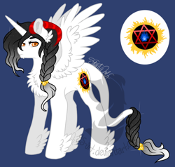 Size: 818x778 | Tagged: safe, artist:silentwolf-oficial, oc, oc only, alicorn, pony, alicorn oc, braid, chest fluff, feathered fetlocks, horn, leonine tail, signature, solo, watermark, wings