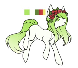 Size: 604x528 | Tagged: safe, oc, oc only, earth pony, pony, earth pony oc, floral head wreath, flower, simple background, solo, white background