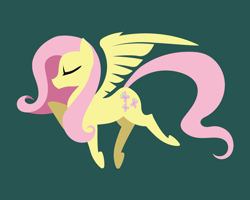 Size: 1500x1200 | Tagged: safe, artist:samoht-lion, fluttershy, pegasus, pony, g4, eyes closed, female, green background, hooves, lineless, mare, minimalist, modern art, simple background, solo, spread wings, trotting, wings