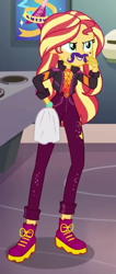 Size: 264x625 | Tagged: safe, screencap, sunset shimmer, equestria girls, equestria girls series, g4, sunset's backstage pass!, spoiler:eqg series (season 2), cropped, fake moustache, solo