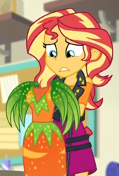 Size: 506x748 | Tagged: safe, screencap, sunset shimmer, equestria girls, equestria girls series, g4, holidays unwrapped, o come all ye squashful, spoiler:eqg series (season 2), clothes, cornucopia costumes, costume, cropped, female, solo