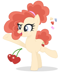 Size: 1280x1536 | Tagged: safe, artist:magicuniclaws, oc, oc only, oc:cherry pie, earth pony, pony, female, magical lesbian spawn, mare, offspring, parent:cup cake, parent:pear butter, parents:buttercake, simple background, solo, transparent background