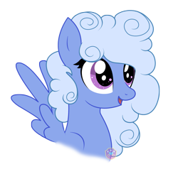 Size: 2043x2000 | Tagged: safe, artist:lovinglypromise, oc, oc only, oc:comfy pillow, pegasus, pony, commission, female, high res, mare, open mouth, simple background, smiling, solo, spread wings, transparent background, wings