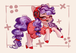 Size: 4093x2894 | Tagged: safe, artist:shore2020, oc, oc only, oc:cinnabyte, earth pony, pony, clothes, dress, female, glasses, mare, pigtails, solo