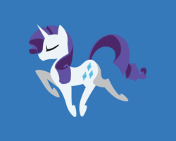 Size: 1500x1200 | Tagged: safe, artist:samoht-lion, rarity, pony, unicorn, g4, blue background, eyes closed, female, hooves, horn, lineless, mare, minimalist, modern art, simple background, solo, trotting