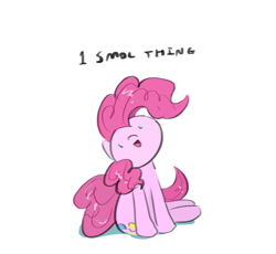 Size: 818x752 | Tagged: safe, artist:testostepone, pinkie pie, earth pony, pony, g4, my little pony: the movie, colored sketch, cute, diapinkes, female, one small thing, simple, simple background, smol, solo, song reference