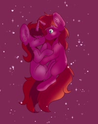Size: 1280x1606 | Tagged: safe, artist:shadowmlp, oc, oc only, oc:lanaia, oc:listfia, pony, unicorn, blank flank, eyelashes, eyes closed, female, filly, heart, holding hooves, horn, siblings, sisters, smiling, space, sparkle, stars, twins, two toned mane, two toned tail
