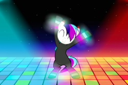 Size: 1252x834 | Tagged: safe, edit, editor:tcgamebot, oc, oc only, oc:lighty!!, earth pony, pony, dance floor, dancing, disco, neon, solo