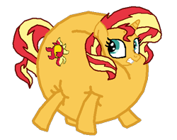 Size: 480x378 | Tagged: safe, artist:theinflater19, sunset shimmer, pony, unicorn, g4, behaving like pinkie pie, inflation, simple background, solo, transparent background