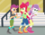 Size: 2160x1680 | Tagged: safe, artist:necrofeline, apple bloom, scootaloo, sweetie belle, series:cutie mark crusaders snack expansion, equestria girls, g4, arms, bag, bar, belt, boots, bow, candy, canterlot high, child, chips, clothes, cutie mark crusaders, denim, eating, eyebrows, eyelashes, female, food, hair bow, hand, happy, headband, holding, hoodie, jeans, legs, lidded eyes, long hair, open clothes, open mouth, open smile, outdoors, pants, preteen, puffy sleeves, raised eyebrow, sandwich, school, shirt, shoes, short hair, shorts, skirt, smiling, teeth, this will end in weight gain, top, trio, trio female, walking, weight gain sequence, zipper