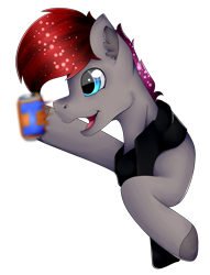 Size: 1492x1956 | Tagged: safe, artist:chazmazda, oc, oc only, pegasus, pony, clothes, commission, fluffy, happy, highlight, hooves, irn bru, photo, scarf, shade, shine, shiny eyes, short hair, simple background, smiling, solo, throw, tongue out, transparent background, yeet