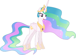 Size: 999x718 | Tagged: safe, artist:nano23823, princess celestia, alicorn, pony, g4, princess twilight sparkle (episode), .svg available, ethereal mane, female, hoof shoes, jewelry, mare, peytral, simple background, starry mane, svg, tiara, transparent background, vector